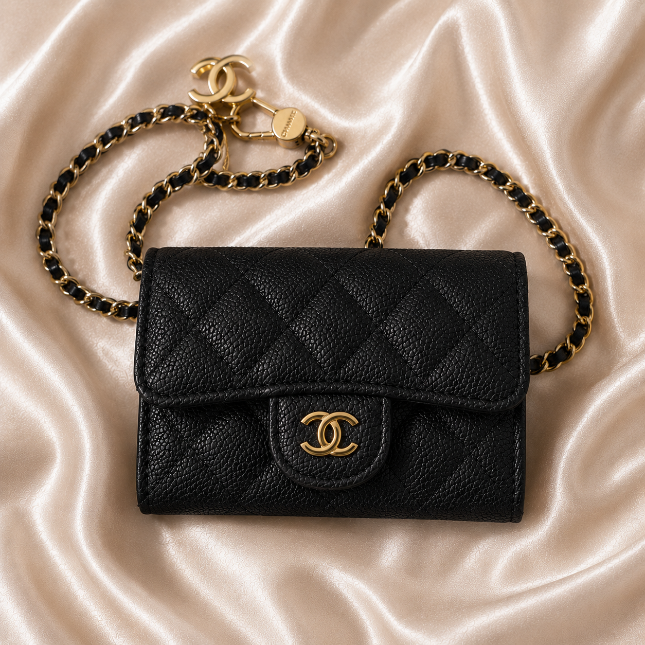 MINI SAC NOIR CHAINE DORÉ